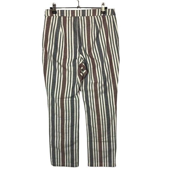 Free People Mod Blue & Red Stripe Linen Crop Pants 2 - Picture 3 of 5